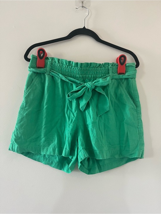J. Crew Pants - J Crew Green Linen Blend Tie Waist Shorts Small Coastal Resort Euro Summer Beach